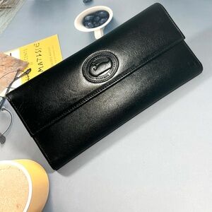 🦆DOONEY & BOURKE CLASSIC CHECKBOOK BLACK LEATHER WALLET WITH EMBOSSED LOGO